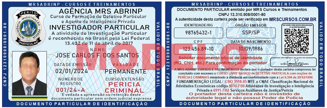 carteira de perito criminal particular azul