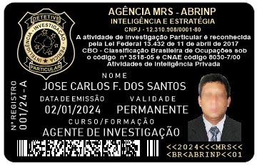Credencial do Curso de Agente de Investigação Particular