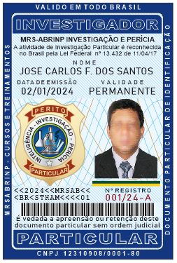 Carteira do Curso de Perito Particular